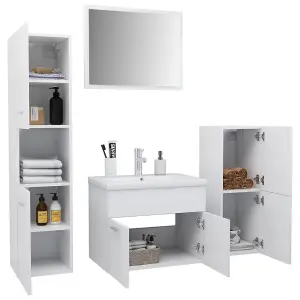 Berkfield Bathroom Furniture Set White Engineered Wood