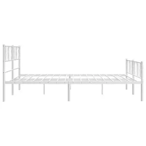 Berkfield Metal Bed Frame with Headboard and Footboard White 200x200 cm