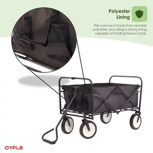 Oypla Black Heavy Duty Foldable Garden Festival Trolley Folding Cart Wagon Truck Wheelbarrow