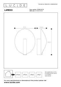 Lucide Laredo Modern Wall Light Outdoor - LED - 1x9W 2700K - IP54 - Black