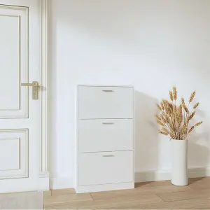 Berkfield Shoe Cabinet High Gloss White 59x17x108 cm Engineered Wood