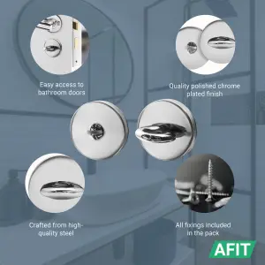 AFIT Round Bathroom Thumbturn & Release Set - Polished Chrome Universal Silver Door Turn and Release Lock for Bathroom Toilet