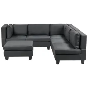 Corner Sofa with Ottoman UNSTAD Black Left Hand