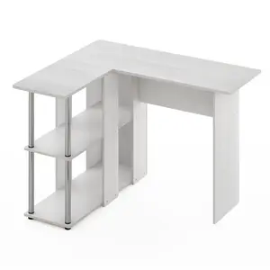 Angulo L-Shape Computer Desk White / White Oak