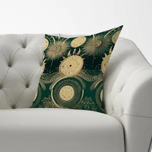 Green Moon and Sun Abstract Pattern Cushions 60cm x 60cm