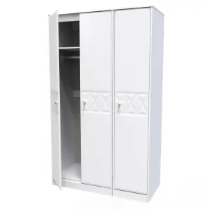 San Jose Ready assembled Contemporary White Tall Triple Wardrobe (H)1970mm (W)1110mm (D)530mm