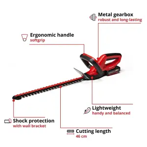 Einhell 18v Cordless Hedge Trimmer PXC 46cm GC-CH 1846 Li + 2 x 2.0ah Batteries