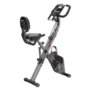 4 in 1 Foldable Exercise Bike with LCD Display and Heart Rate Sensor and Resistance Bands-Black