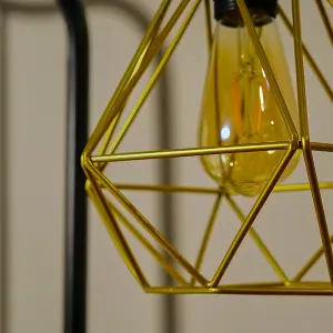 ValueLights Diablo Modern Geometric Gold Metal Basket Cage Ceiling Pendant Light Shade