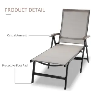 Outsunny Outdoor Folding Sun Lounger w/ Adjustable Backrest and Aluminium Brown