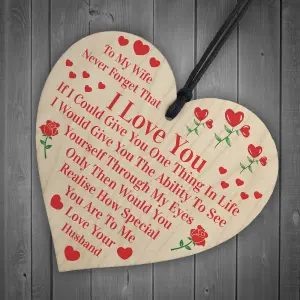 Red Ocean Gift For Wife Wooden Heart Gifts For Wife From Husband I Love You Birthday Gift For Wife Wedding Anniversary Present