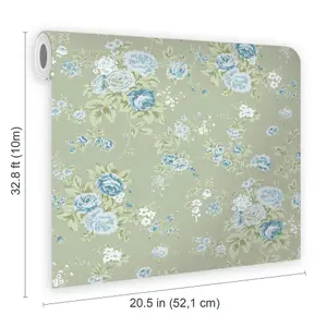 Shabby Chic by Rachel Ashwell Wild Flower Sage Floral Wallpaper