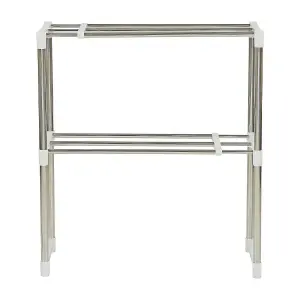 2 Tier Microwave Oven Storage Rack - Stainless Steel Costruction - Space Saver - Extendable - Kitchen Organiser - easy to clean