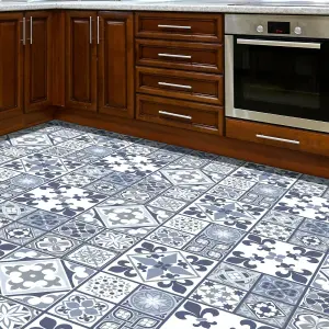 Lisbon Blue Tiles Melange Self-adhesive kitchen, bathroom, home floor sticker