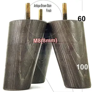 Wood Furniture Feet 100mm High Antique Brown Stain Replacement Furniture Legs Set Of 4 Sofa Chair Stool M8