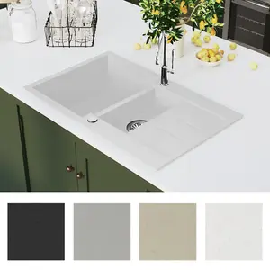 Berkfield Granite Kitchen Sink Double Basins White