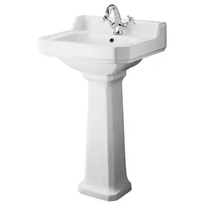 Nuie Richmond 5950mm L x 4700mm W White Ceramic Rectangular Sink with Overflow