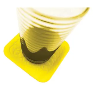 4 Pk Yellow Silicone Rubber Anti Slip Table Coasters - 90 x 90mm Dishwasher Safe