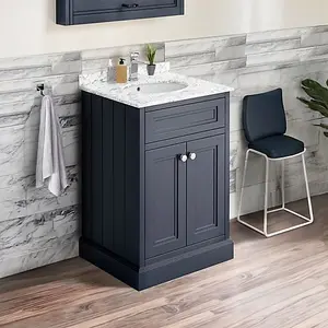 Fairmont Midnight Grey Square Floor Standing Vanity Unit (W)600mm