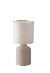 Luminosa Ravello Ceramic Table Lamp With Fabric Shade, Ancient Pink, White, E14