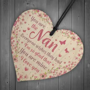 Red Ocean Nan Nanny Grandma Gifts From Grandchildren Wooden Heart Sign Birthday Gift For Nan Mothers Day Gifts