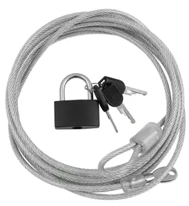 Dekton Security Cable 3m Safe Steel Padlock Lock Bike Cycle Monitor Laptops