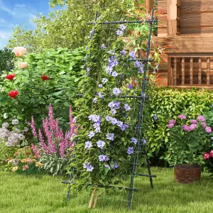 Costway 187cm Tall Garden Trellis for Cucumber Climbing Plants Vertical Plant Support Stand w/ Netting