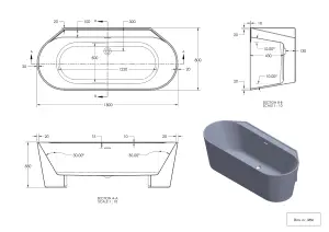 GoodHome Nakina Gloss White Acrylic Back to wall D-shaped Double ended Bath (L)1800mm (W)800mm