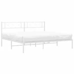 Berkfield Metal Bed Frame with Headboard White 183x213 cm