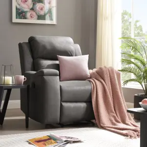 Collins Sofa Suite Armchair Manual Recliner Grey PU Faux Leather