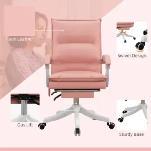 Vinsetto Faux Leather Vibration Massage Office Chair with Heat, Footrest, Pink