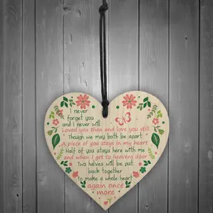 Red Ocean Mum Dad Nan Graveside Memorial Remembrance Wooden Heart Grave Plaque Cemetery Garden Sign