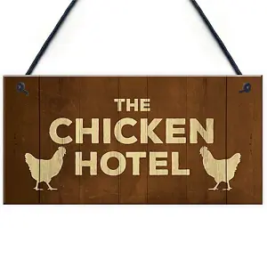 Chicken Signs And Plaque THE CHICKEN HOTEL Garden Sign Hanging Shed Sign Funny Home Decor Sign