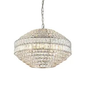 Luminosa Aversa Pendant Ceiling Light Bright Nickel Plate, Clear Crystal Glass