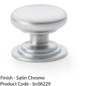 Stepped Round Door Knob - Satin Chrome 38mm Classic Kitchen Cabinet Pull Handle