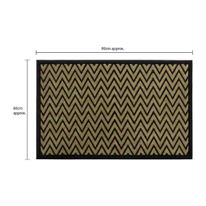 JVL Vienna Rubber Backed Scraper Doormat, 60x90cm, Zigzag