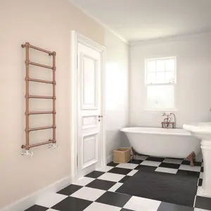 Retro Traditional Heated Towel Rail Copper / 117cm H x 50.4cm W x 10.2cm D