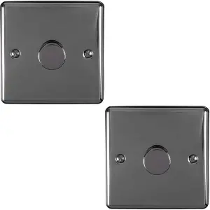 2 PACK 1 Gang 400W 2 Way Rotary Dimmer Switch BLACK NICKEL Light Dimming Plate