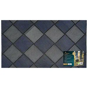 JVL Platina Scraper Rubber Doormat, 40x70cm, Silver/Blue