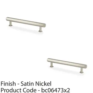 2 PACK - Industrial Hex T Bar Pull Handle - Satin Nickel 128mm Centres Kitchen Cabinet