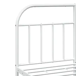 Berkfield Metal Bed Frame with Headboard White 150x200 cm