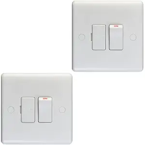 2 PACK 13A DP Switched Fuse Spur & Flex Outlet WHITE Mains Appliance Isolation