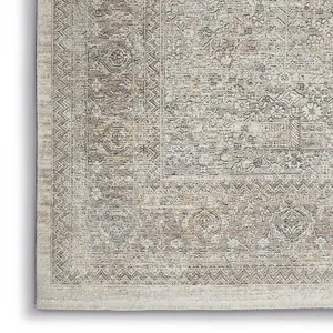 Cream Grey Luxurious Traditional Bordered Floral Rug Easy to clean Living Room and Bedroom-244cm X 305cm