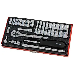 1/4" Dr, standard and deep socket set, 24pc, metal case (Neilsen CT1387)