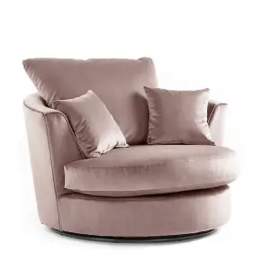 Brooklyn Plush Velvet Fabric Swivel Chair 360 Rotation Foam Pink