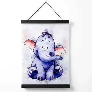 Heffalump Watercolour Winnie the Pooh Medium Poster with Black Hanger