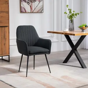 Set of 2 Carrara Fabric Dining Chairs - Black