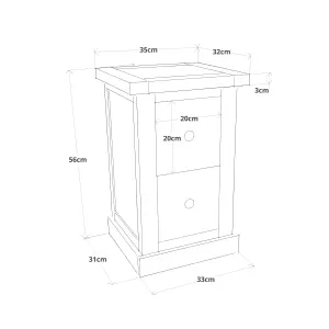 Bomporto 2 Drawer Petite Bedside Table Wood Knob