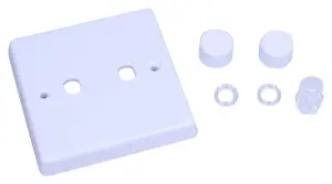 Varilight WQ2W White Plastic 2-Gang Dimmer Plate Only + Dimmer Knobs