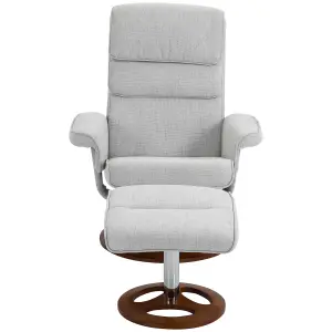 HOMCOM Recliner Chair Ottoman Set 360 Swivel Sofa Wood Base Grey